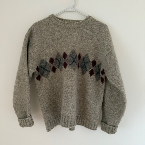 Vintage Club Room Shetland Wool Sweater Made in Hong Kong Argyle Pattern Size L - Picture 1 of 4